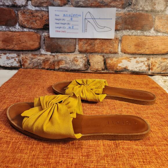 1. State Twist Knot Slides Sz 10.5 Gold Suede Slip On Flat Casual Sandals - Picture 3 of 9